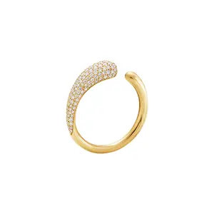 Atacado misericórdia banhado a ouro anel de diamante irregular waterdrop forma brilhante aço inoxidável ajustável aberto moda jóias anéis