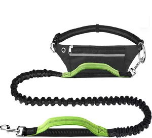 NiBao Factory Direct Sale Adjustable Waist Belt Dual Handle Retractable Bungee Hands Free Leash