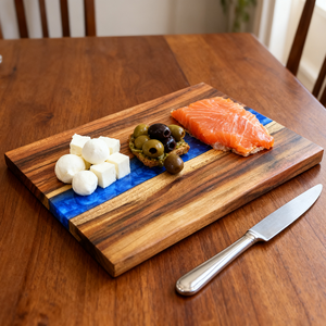 Tự Nhiên Nhà Keo Gỗ Và Nhựa Epoxy Cắt Thớt Phục Vụ Hội Đồng Quản Trị Cho Pho Mát Bít Tết Món Khai Vị Charcuterie - Product Image 4