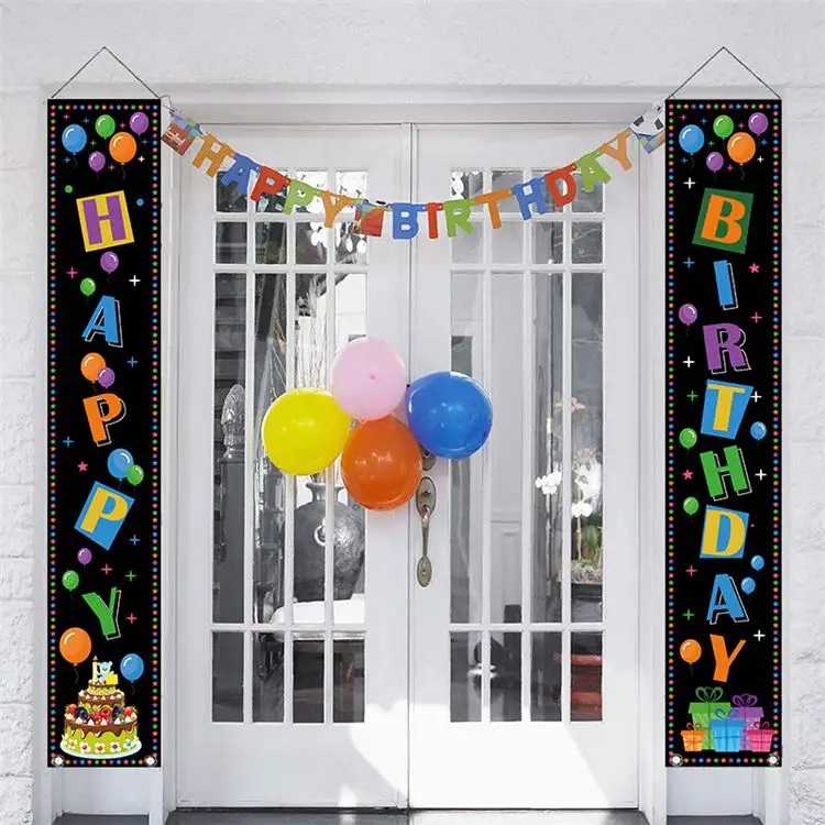 Vendita calda OEM distico per bambini prima festa di compleanno decorazione tenda della porta Layout di scena all'aperto banner appesi