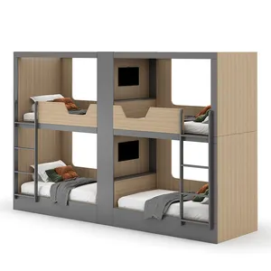 Двухъярусная кровать для общежития на 2 и 4 человек, двухъярусная кровать для конфиденциальности, двухъярусные капсульные кровати с горкой