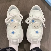 Chaussures de skate blanches à imprimé ours pour femmes, nouvelles baskets décontractées printemps-automne 2025, chaussures de sport tendance pour étudiantes
