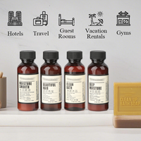 Soins Personnels – Lot de 5 Mini Articles de Toilette Géranium pour Hôtels : Lait Corporel, Shampoing, Après-Shampoing, Gel Douche – Format Voyage