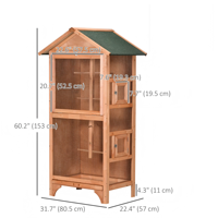 Cage à oiseaux d'extérieur en bois de luxe de haute qualité, directement de l'usine, avec perchoirs, toit en bois résistant aux intempéries, volière spacieuse pour