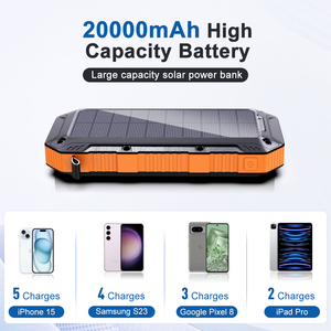 Banco de Energía Solar Impermeable de 20000mAh con Doble USB, Soporte para Teléfono Móvil, Entrada de CC Tipo-C, Batería de Litio Polímero con Protección Contra Sobrecarga - Product Image 2