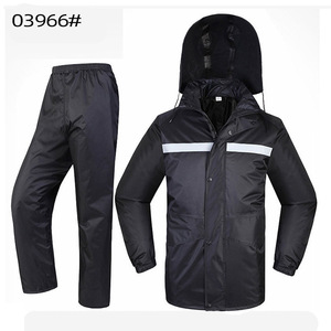 Conjunto de dos piezas de impermeable y pantalones de lluvia Double Rain 9928, negro, doble capa, engrosado, con tiras reflectantes para camping, para adultos. - Product Image 1