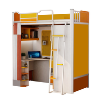Lit superposé moderne intégré avec bureaux supérieurs et inférieurs et armoires pour dortoirs scolaires, appartements et étudiants universitaires