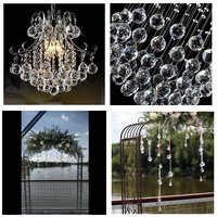 Lustre transparent avec boules de cristal facettées K9 de 40 mm, prismes en verre transparent, gouttes de cristal pour lustre