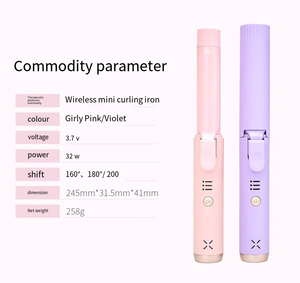 Baguette à friser en céramique Portable Rechargeable fer à chauffer rapide <span class=keywords><strong>Mini</strong></span> fer à friser rotatif sans fil petit bigoudi - Product Image 2