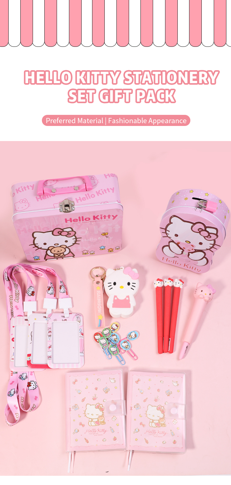 Delux — carnet de notes Hello Kitty avec Logo personnalisé, papeterie, ensemble cadeau pour enfants, vente en gros