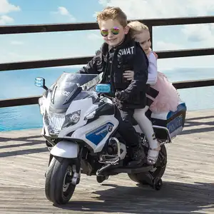 儿童骑摩托车12v宝马R1200RT-P警察许可电动车儿童陆地巡洋舰摩托车