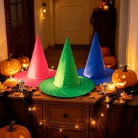 Cappello da strega tinta unita per Halloween, costume da adulto, taglia unica, per feste e cosplay, leggero, blu, rosa, verde, 40 cm
