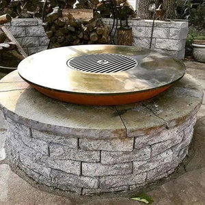 Round Camping Grill Outdoor Barbecue <b>Bbq</b> Grill Corten Steel <b>Bbq</b> - Product Image 2