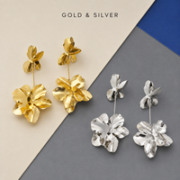 Pendientes Colgantes Florales Grandes y Exagerados ChuYao, Chapados en Oro de 18K, Aleación de Zinc, Joyería Larga Tipo Araña para Mujer