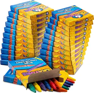 6 paquets dans une boîte de crayons de couleur de qualité supérieure pour enfants non toxiques pour les cadeaux de fête Restaurants Goody Bags Stocking Stuffers Crayons en vrac