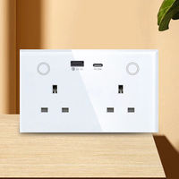 Prise murale intelligente WiFi double avec chargeur USB Type C, prise murale WiFi UK