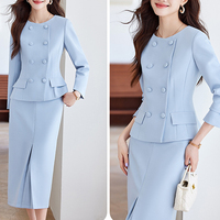 Ensemble de robe de costume pour femme de style rétro français de haute qualité pour les affaires, élégant et stylé, ensemble deux pièces pour les hôtesse