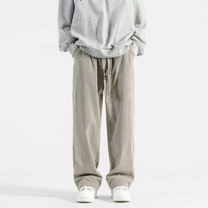 Pantalon décontracté vintage en mélange de coton épais, personnalisé, écologique et respirant pour homme, coupe ample, taille mi-haute avec cordon de serrage - Product Image 5