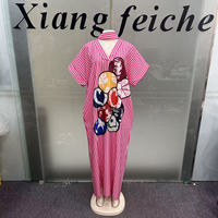 Nouvelle Robe d'été ample à col en V, imprimé cœurs colorés, style africain Boubou Caftan, grande taille, pour femme, décontractée, pour fête ou vacances