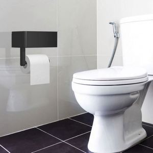 Wall Mounted Stainless Steel Modern Matte Black Toilet Paper Holder with <b>Shelf</b> for Bathroom - Product Image 6