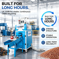 Petite machine à granuler les fils de cuivre LX-100B, capacité 20-30 kg/h, pour le recyclage des câbles usagés avec séparation à l'air sec et collecte des poussières