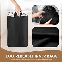 Cubo de Reciclaje Plegable para Cocina con Tapa de Bambú, 26 Galones/100L, Contenedor de Basura Impermeable y Cesto de Ropa Plegable