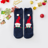 Chaussettes de sommeil à domicile en molleton corail jetable et doux avec personnages brodés pour Noël avec logo personnalisé