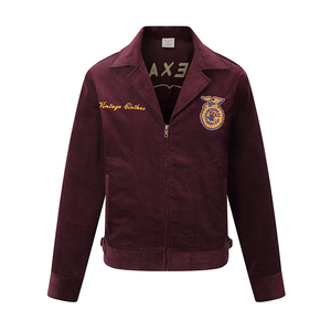 <strong>FFA</strong> Ami Kaji High-End Unisex Motorcycle <strong>Jacket</strong> Vintage American Regular Sleeve Embroidered 100% Cotton Eco-Friendly Zipper - Product Image 2