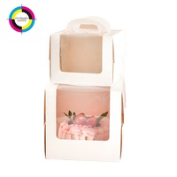 Boîte en papier de gâteau de qualité alimentaire avec poignée personnalisée et fenêtre transparente