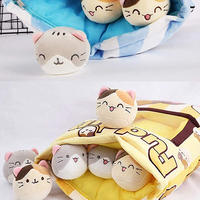 Vente chaude mignon en peluche doux poupée petits oreillers cadeau détachable dessin animé remplir huit mignon petit chat oreillers