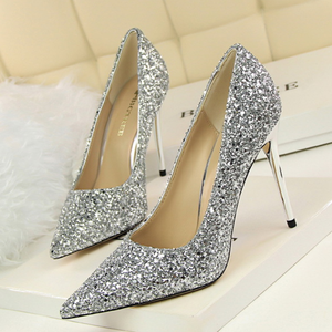 Di modo di estate sandali di perle nero basso a punta col tacco alto pantofole signore degli alti talloni - Product Image 3