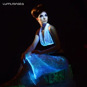 luminous fiber optic professional sexy arab belly dance costume led club dress