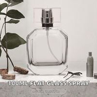 Flacon pulvérisateur de parfum en verre de 100 ml, forme plate, avec pulvérisateur à pompe à marquage à chaud, compatible avec les diffuseurs à bâtonnets