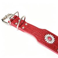 Collier pour chien en cuir PU à clous style western, motif tournesol, réglable, rouge, en cuir PU gaufré croco, avec rivets métalliques, pour animaux de compagnie