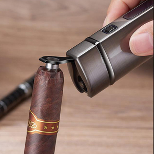 Bán Buôn Thuốc Lá Ba Ngọn Lửa Máy Bay Phản Lực Nhẹ Hơn Tùy Chỉnh Xì Gà Khoan Butan Gas Bơm Lại Windproof Kim Loại Bật Lửa Xì Gà - Product Image 5