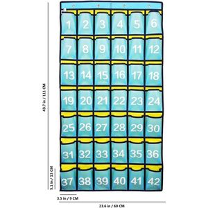 Numbered Classroom Pocket Chart <b>Hanging</b> Organizer 42 Pockets <b>Wall</b> Mounted Phone Holder <b>Storage</b> For Office School Use - Product Image 2