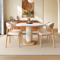 Ensemble de table à manger moderne et élégante en bois massif et pierre frittée, écologique, pour la maison et l'hôtellerie, mobilier de salle à manger complet pour 8 personnes