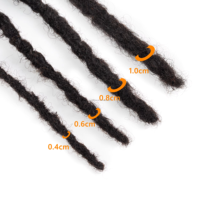 Extensiones de Rastas Hechas a Mano, Cabello Indio Remy Natural Negro Permanente, Cero Puntos Seis Centímetros