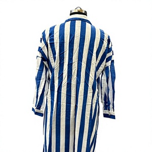 Chemise décontractée à manches longues rayée bleu et blanc, col boutonné, 100% coton, printemps, écologique, respirante - Product Image 3