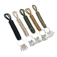 Mousqueton porte-clés d'extérieur, corde en paracorde, kit de survie d'urgence, anneau porte-clés