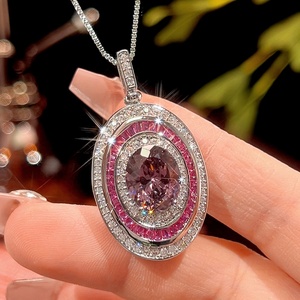 Bulk Fashion Eco-friendly Copper Gold Plated 10-12MM Cubic Zirconia Pendant Rings Jewelry <b>Set</b> for Women Party Engagement - Product Image 4