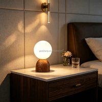 Lampe de table en bois de noyer avec abat-jour en verre rond, lampe de chevet décorative pour chambre d'hôtel, villa, décoration intérieure