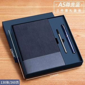 Promotional Branded Logo Grey Leather Hardcover Notebook Diary With Gift Box Package Luxury <b>Journal</b> Pen USB Box Case Suit - Product Image 2