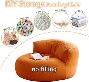 A forma di luna morbido <span class=keywords><strong>Pouf</strong></span> <span class=keywords><strong>Pouf</strong></span> <span class=keywords><strong>poltrona</strong></span> pigra <span class=keywords><strong>poltrona</strong></span> divano soggiorno mobili sacchetto di fagioli copertura della sedia - Product Image 4