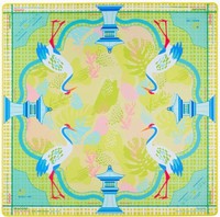 Tapis de table de mahjong jaune de haute qualité avec motif de grue blanche ; fabriqué en néoprène insonorisant et absorbant le son.