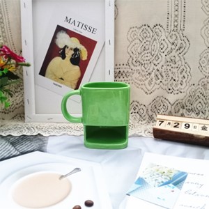 แก้วกาแฟเซรามิคดีไซน์หน้าคน ลายคุกกี้ แบรนด์ดัง หรูหราทันสมัย พร้อมส่ง - Product Image 2