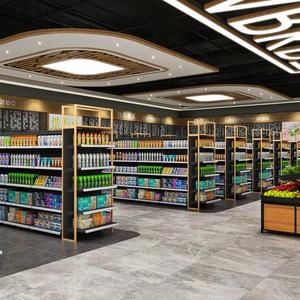 Soporte de exhibición de un solo lado resistente para supermercado Estante de exhibición de venta al por menor de madera y metal para góndola de rayonaje de té chino - Product Image 2