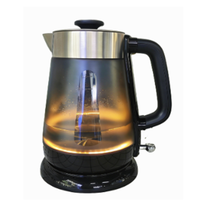 Bouilloire électrique sans fil en verre 1,7 L 1500-1800 W avec arrêt automatique et base rotative à 360° - Portable pour la maison et la cuisine