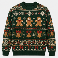 Pull de Noël moche pour hommes 100 % coton, col rond jacquard, tricoté, pour fête de Noël, logo personnalisé, vente en gros usine OEM