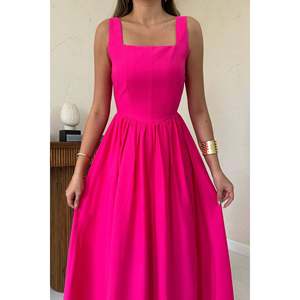 Robe de soirée en lin épais fuchsia en gros - Product Image 2